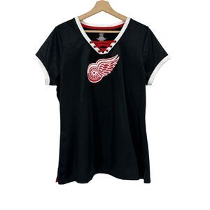Red Wings V neck Shirt XL Women's Lace up top NHL Detroit Hockey